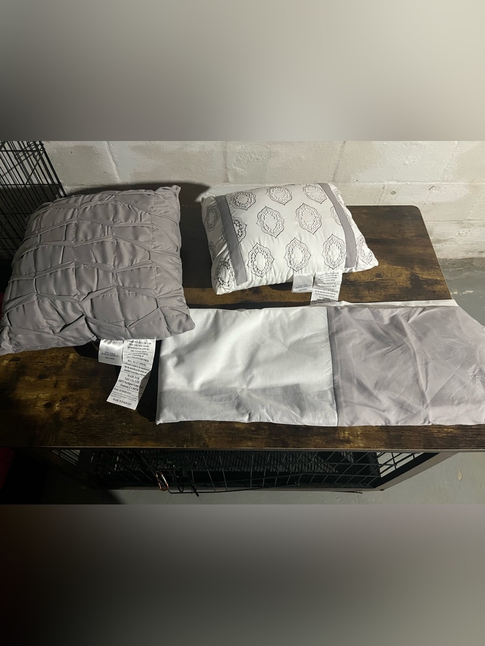Queen bed skirt and 2 accent pillows
